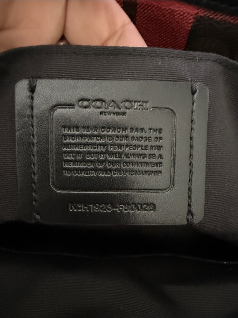 Coach Red Plaid Tote with Black Trim - Picture 2 of 4